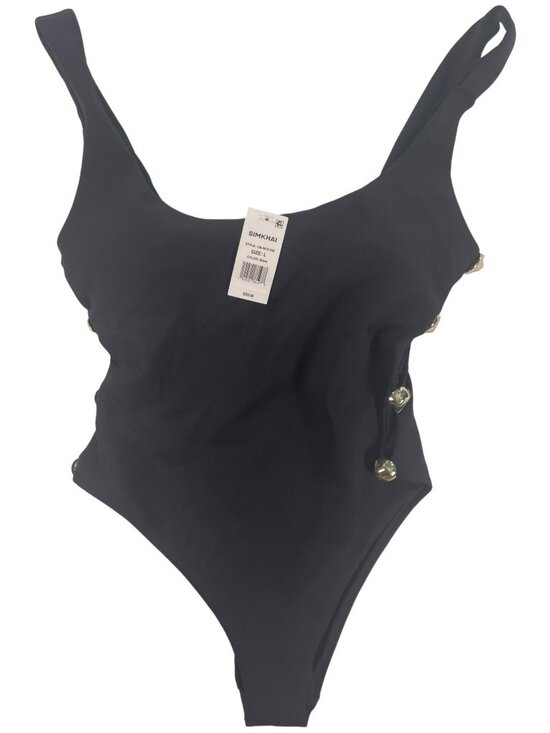 Simkhai Other - Simkhai Black One-Piece Swimsuit With Gold-Tone Details Sz Large MSRP $325 NEW